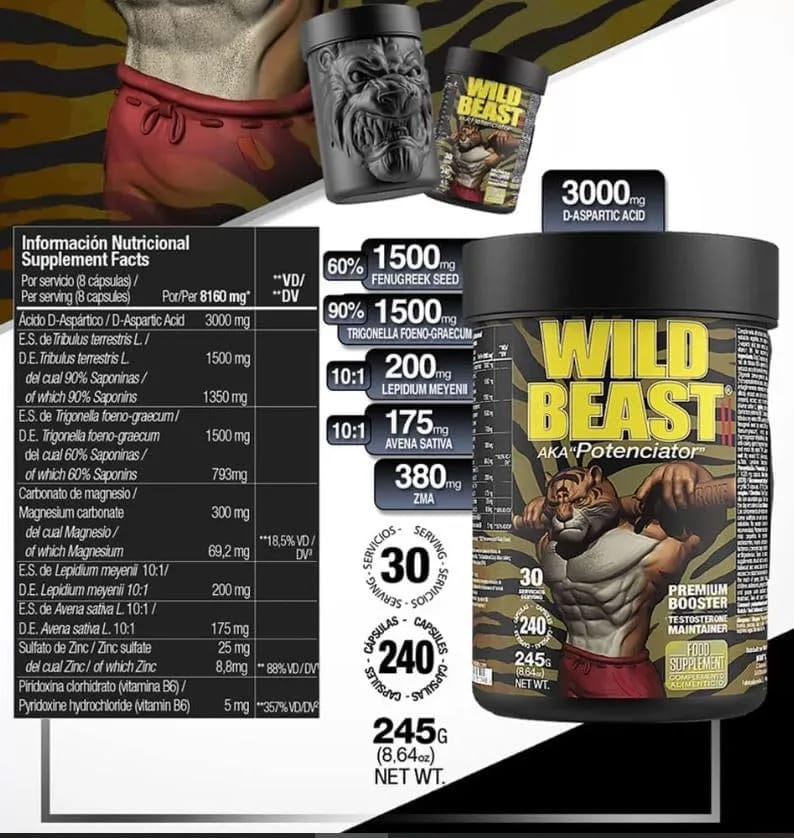Zoomed Labs Wild Beast Testosterone Booster — 240 Capsules