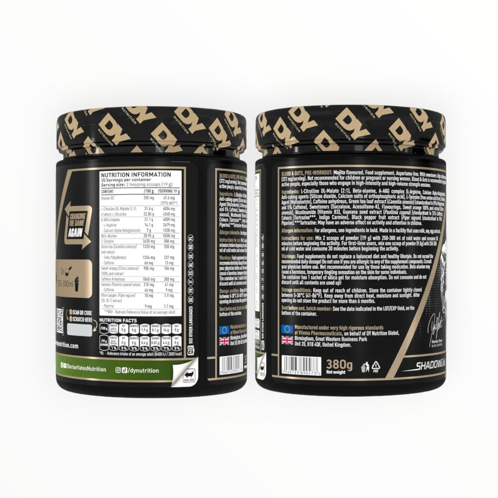 DY Nutrition Blood & Guts Pre Workout 380g (20 servings)