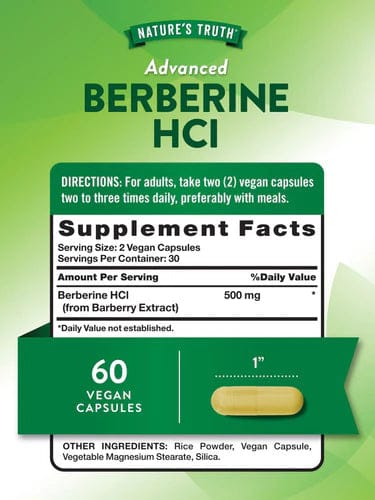 Natures Truth Berberine HCl 500mg — 60 Capsules