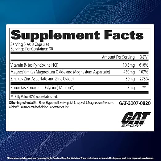 GAT Sport ZMAG-T Zinc Magnesium Vitamin B6 — 90 Veg Caps