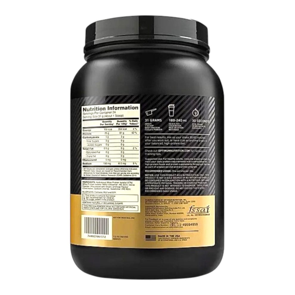 Optimum Nutrition Whey Isolate 750g (24 Servings)