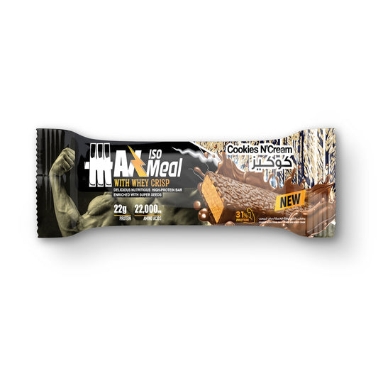 Max Muscle Max Iso Meal - Protein bar -70G-Cookies N' Cream (12 bar)22 gm protein