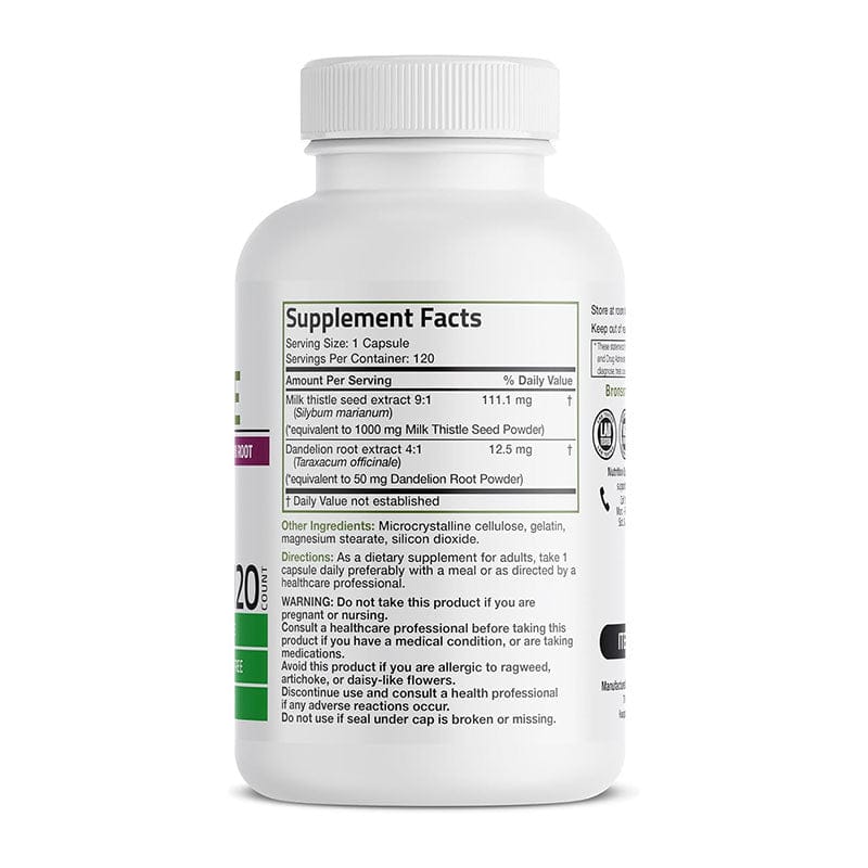Bronson Milk Thistle with Dandelion Root — 120 Capsules
