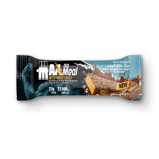 Max Muscle Max Iso Meal - Protein bar -70G-Dark chocolate W sea salt (12 bar) 22gm protein