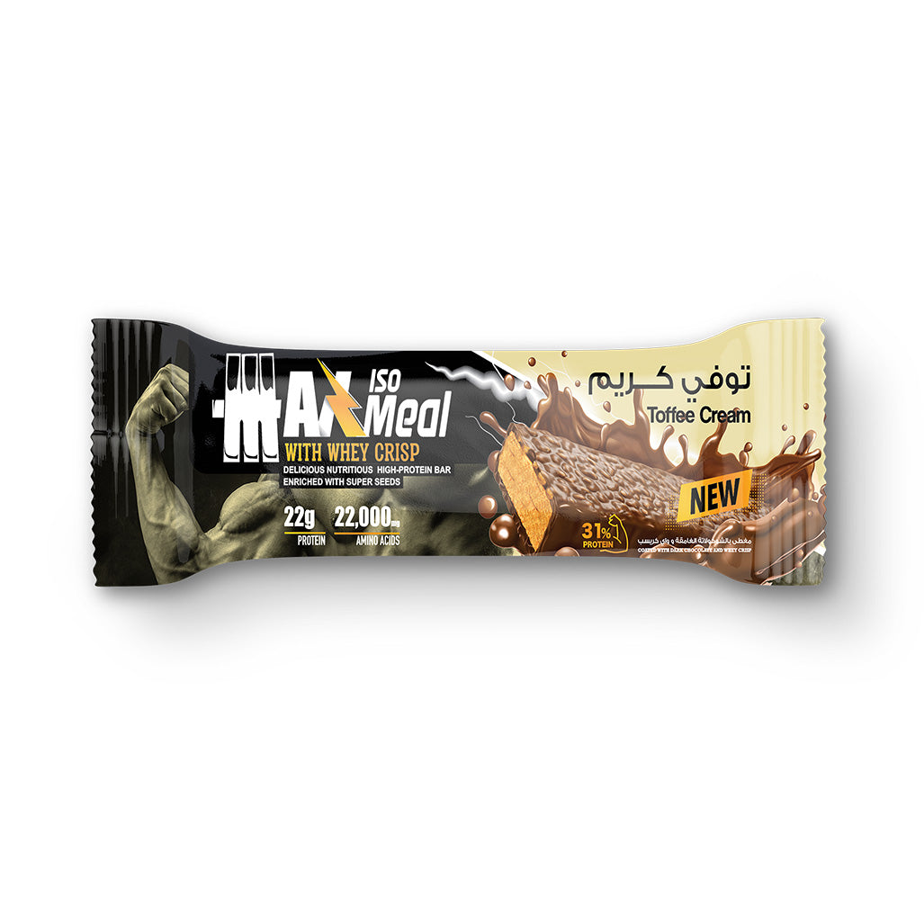 Max Muscle Max Iso Meal - Protein bar -70G-Toffee cream (12 bar) 22gm protein