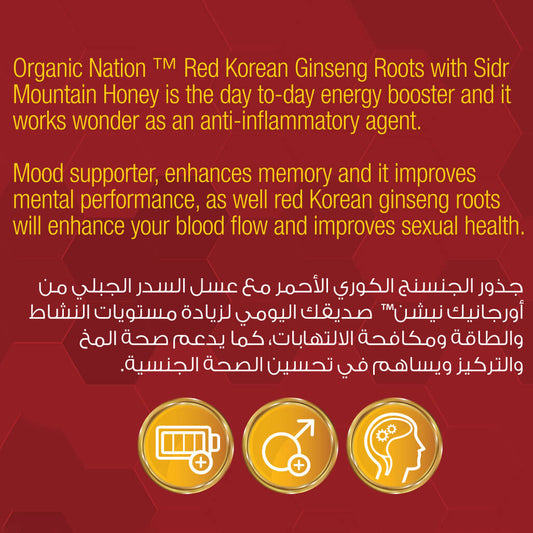 Red Korean Ginseng Root with mountain-sidr honey  50 gm