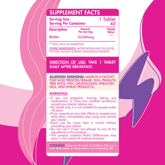 Biotin 10,000MCG Ultimate Hair Growth-60Serv.-60Tablets