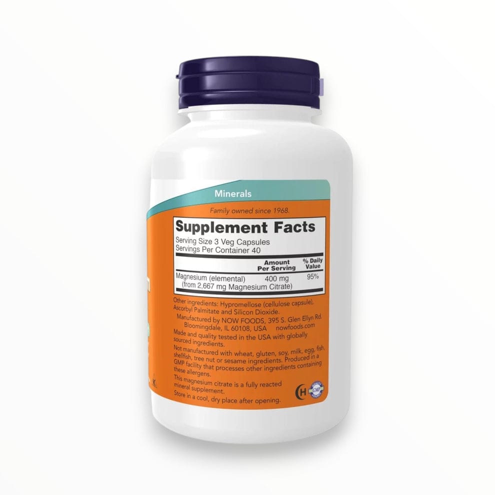 NOW Magnesium Citrate — 120 Veg Capsules