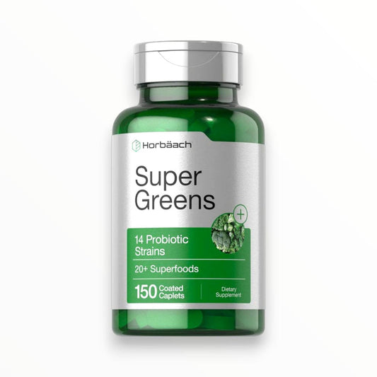 Horbaach Super Greens 20+ Superfoods + 14 Probiotics — 150 Caplets