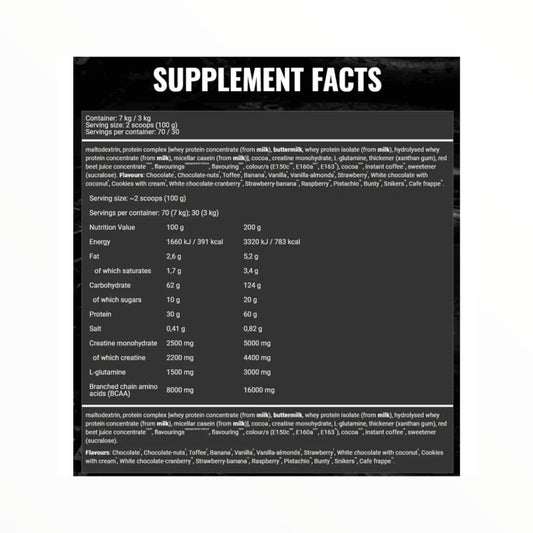 BAD ASS Mass Gainer – 7kg  (70 servings)