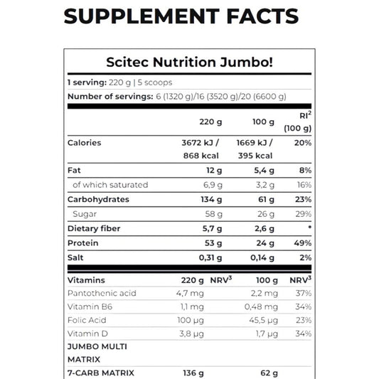 Scitec Jumbo Mass Gainer 3.52kg – 16 Servings