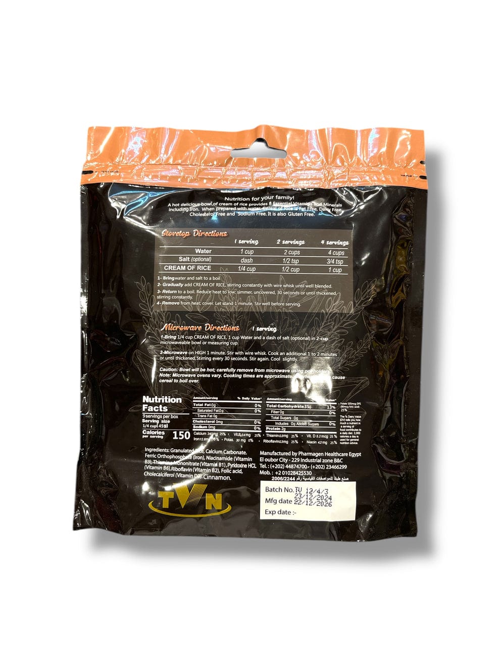 TVN Cream of Rice 500g | Clean Complex Carbs for Energy